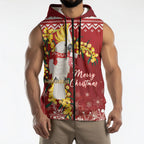 Australia Sulphur-crested Cockatoo Christmas Personalised Sleeveless Zip Hoodie Aussie Golden Wattle Merry Xmas