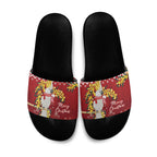 Australia Sulphur-crested Cockatoo Christmas Slide Sandals Aussie Golden Wattle Merry Xmas