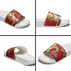 Australia Sulphur-crested Cockatoo Christmas Slide Sandals Aussie Golden Wattle Merry Xmas