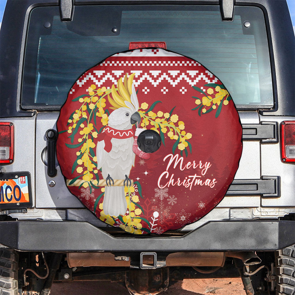 Australia Sulphur-crested Cockatoo Christmas Spare Tire Cover Aussie Golden Wattle Merry Xmas