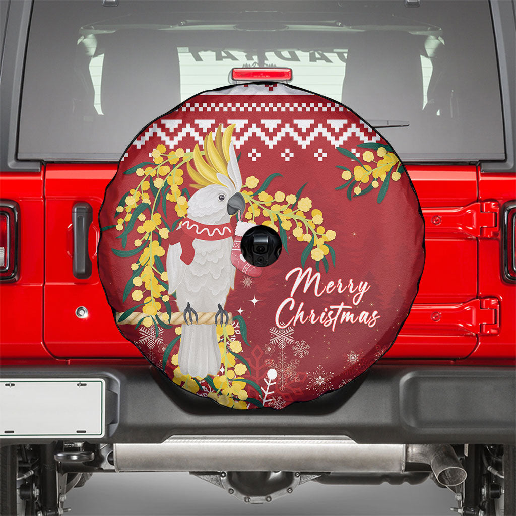 Australia Sulphur-crested Cockatoo Christmas Spare Tire Cover Aussie Golden Wattle Merry Xmas