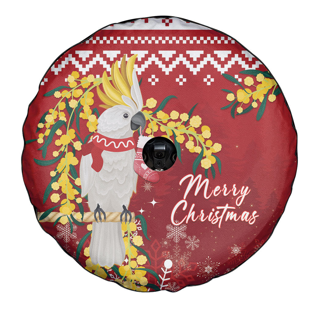 Australia Sulphur-crested Cockatoo Christmas Spare Tire Cover Aussie Golden Wattle Merry Xmas