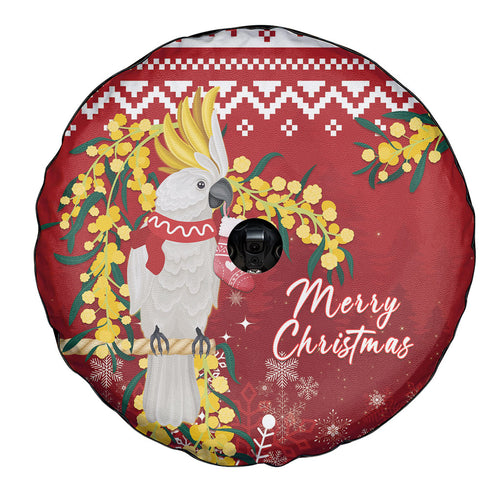 Australia Sulphur-crested Cockatoo Christmas Spare Tire Cover Aussie Golden Wattle Merry Xmas