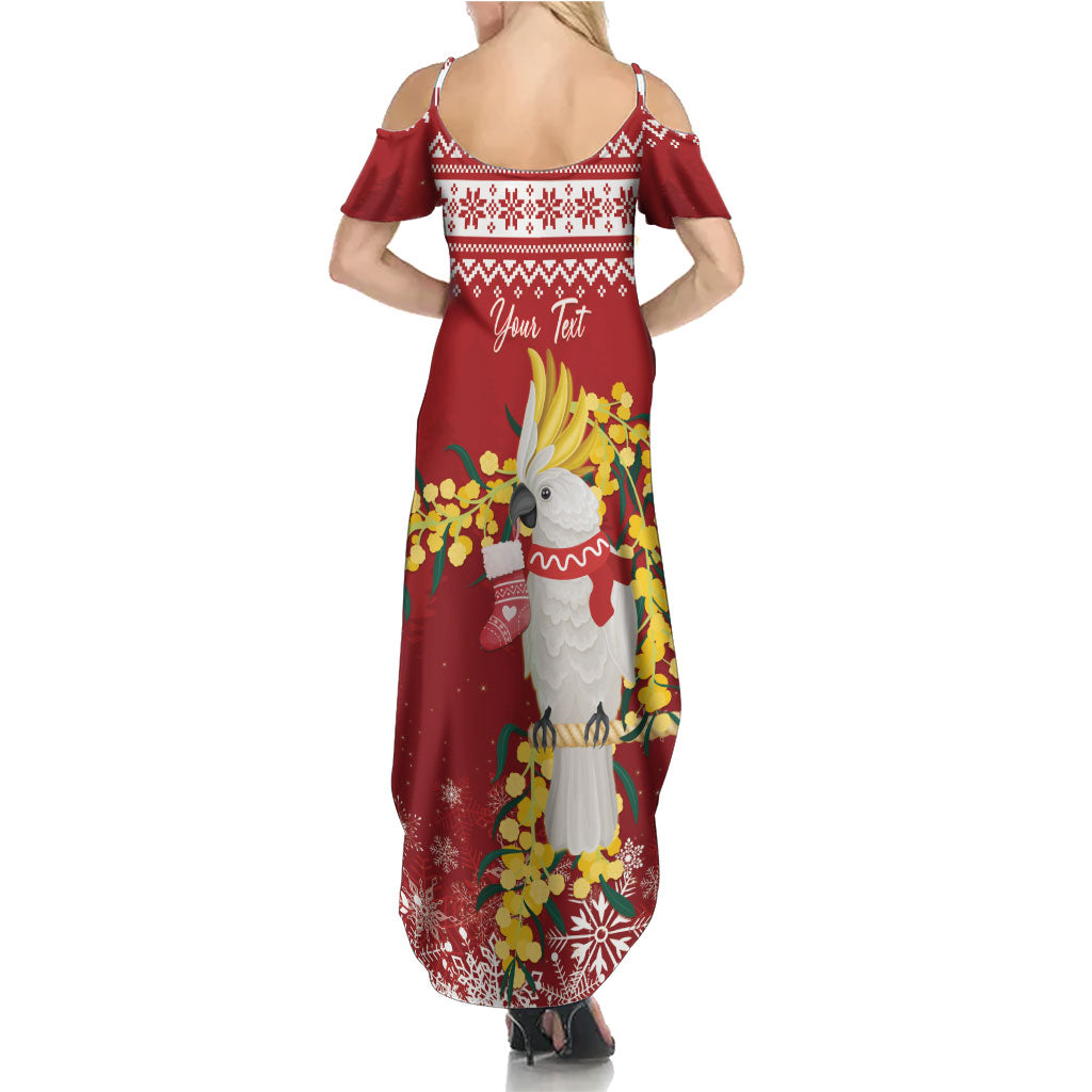 Australia Sulphur-crested Cockatoo Christmas Personalised Summer Maxi Dress Aussie Golden Wattle Merry Xmas