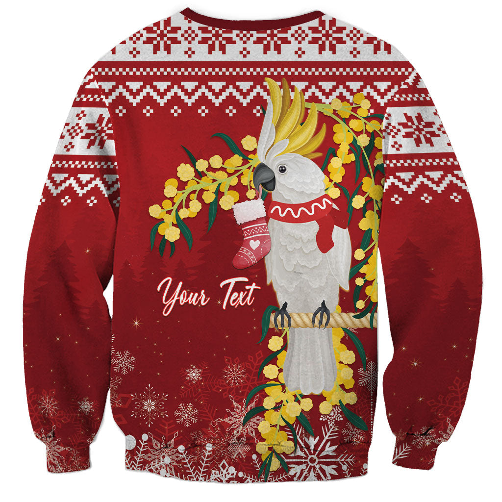 Australia Sulphur-crested Cockatoo Christmas Personalised Sweatshirt Aussie Golden Wattle Merry Xmas