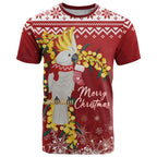 Australia Sulphur-crested Cockatoo Christmas Personalised T Shirt Aussie Golden Wattle Merry Xmas