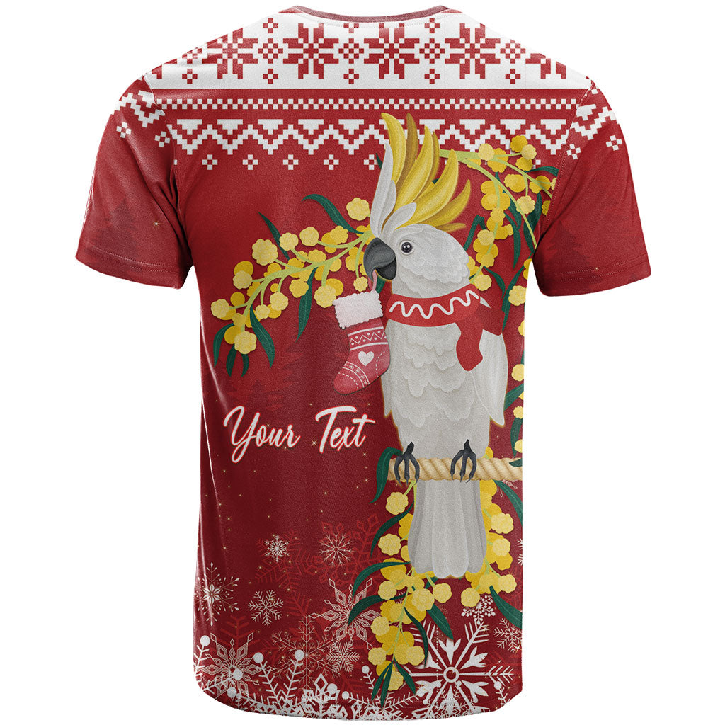 Australia Sulphur-crested Cockatoo Christmas Personalised T Shirt Aussie Golden Wattle Merry Xmas
