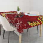 Australia Sulphur-crested Cockatoo Christmas Tablecloth Aussie Golden Wattle Merry Xmas