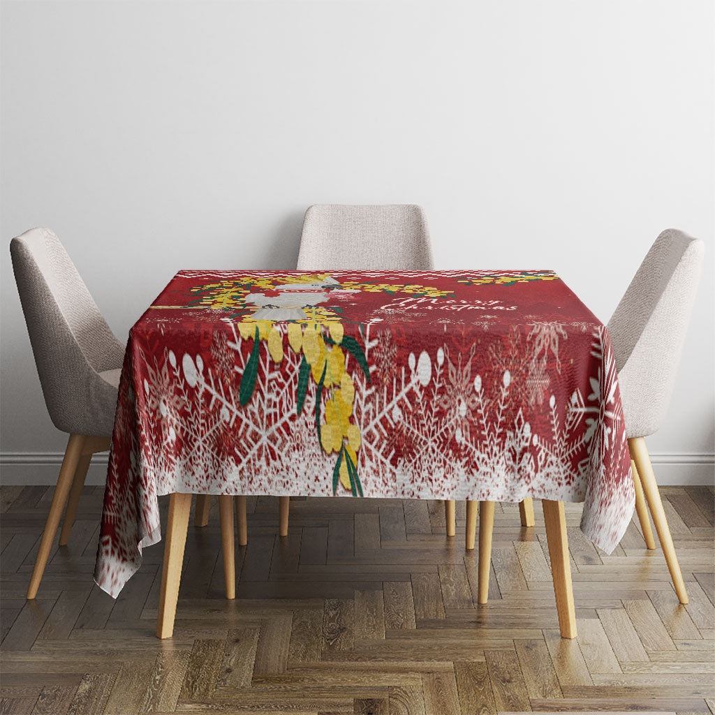 Australia Sulphur-crested Cockatoo Christmas Tablecloth Aussie Golden Wattle Merry Xmas