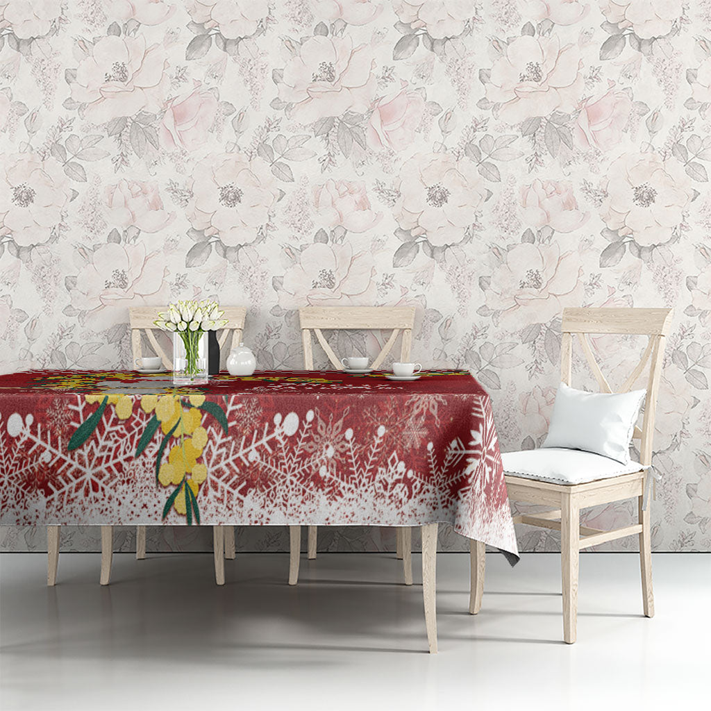 Australia Sulphur-crested Cockatoo Christmas Tablecloth Aussie Golden Wattle Merry Xmas
