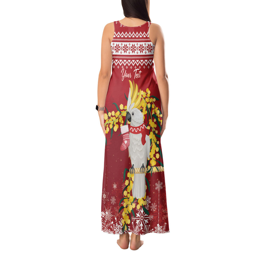 Australia Sulphur-crested Cockatoo Christmas Personalised Tank Maxi Dress Aussie Golden Wattle Merry Xmas
