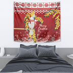 Australia Sulphur-crested Cockatoo Christmas Tapestry Aussie Golden Wattle Merry Xmas