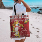 Australia Sulphur-crested Cockatoo Christmas Tote Bag Aussie Golden Wattle Merry Xmas