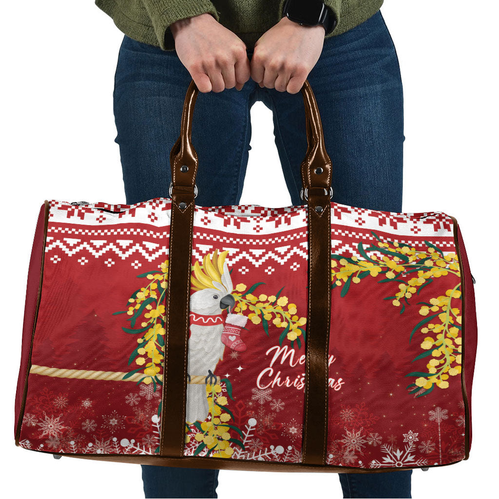 Australia Sulphur-crested Cockatoo Christmas Travel Bag Aussie Golden Wattle Merry Xmas