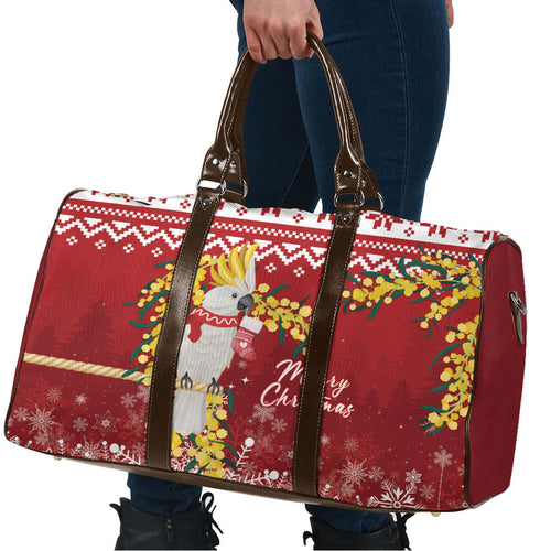 Australia Sulphur-crested Cockatoo Christmas Travel Bag Aussie Golden Wattle Merry Xmas