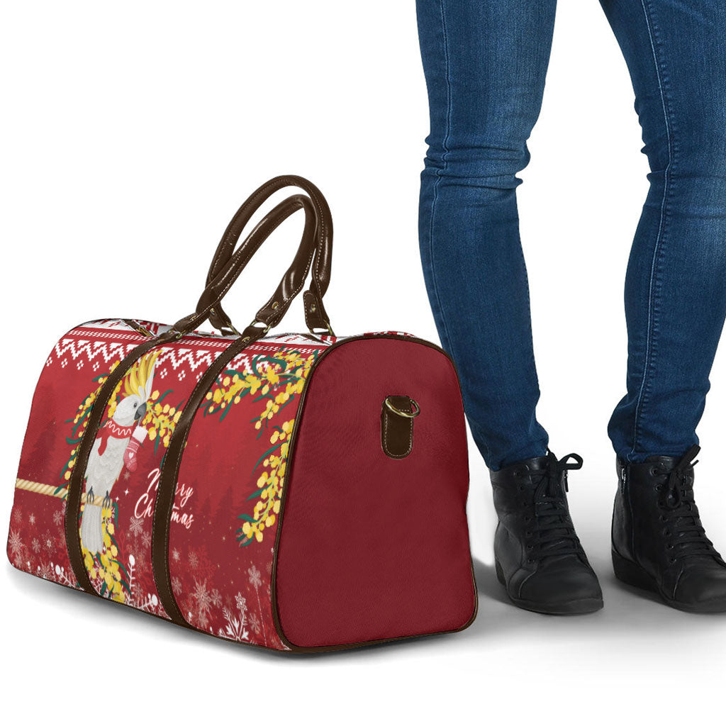 Australia Sulphur-crested Cockatoo Christmas Travel Bag Aussie Golden Wattle Merry Xmas