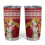 Australia Sulphur-crested Cockatoo Christmas Tumbler Cup Aussie Golden Wattle Merry Xmas
