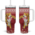 Australia Sulphur-crested Cockatoo Christmas Tumbler With Handle Aussie Golden Wattle Merry Xmas