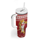 Australia Sulphur-crested Cockatoo Christmas Tumbler With Handle Aussie Golden Wattle Merry Xmas