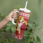 Australia Sulphur-crested Cockatoo Christmas Tumbler With Handle Aussie Golden Wattle Merry Xmas