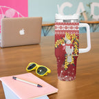 Australia Sulphur-crested Cockatoo Christmas Tumbler With Handle Aussie Golden Wattle Merry Xmas