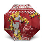 Australia Sulphur-crested Cockatoo Christmas Umbrella Aussie Golden Wattle Merry Xmas