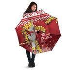 Australia Sulphur-crested Cockatoo Christmas Umbrella Aussie Golden Wattle Merry Xmas