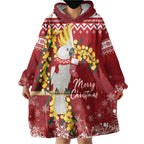 Australia Sulphur-crested Cockatoo Christmas Personalised Wearable Blanket Hoodie Aussie Golden Wattle Merry Xmas