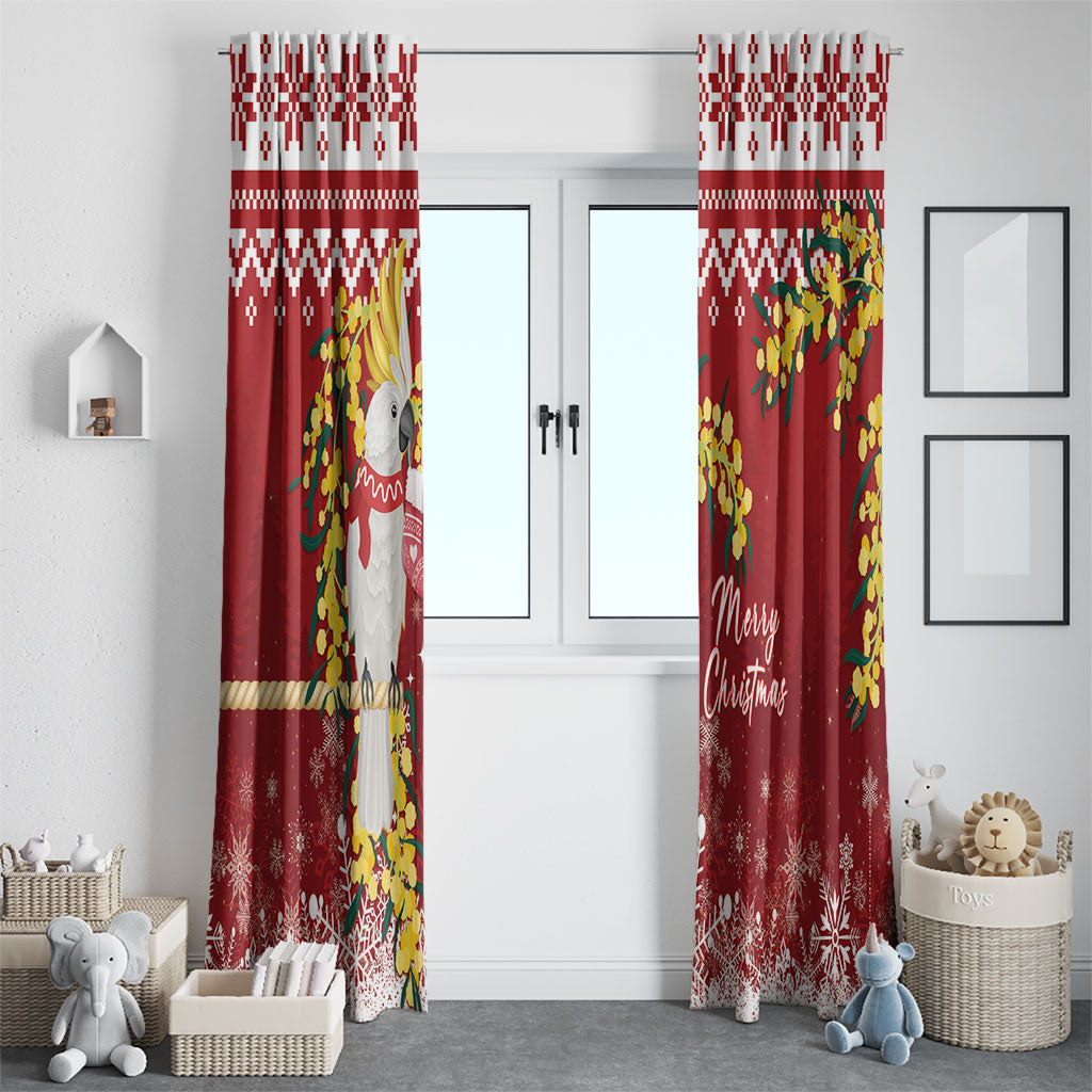 Australia Sulphur-crested Cockatoo Christmas Window Curtain Aussie Golden Wattle Merry Xmas