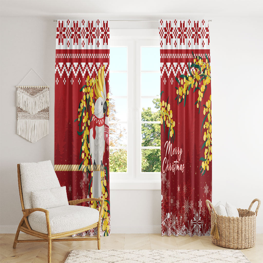Australia Sulphur-crested Cockatoo Christmas Window Curtain Aussie Golden Wattle Merry Xmas