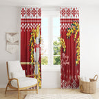 Australia Sulphur-crested Cockatoo Christmas Window Curtain Aussie Golden Wattle Merry Xmas