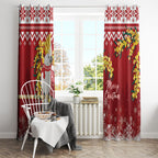 Australia Sulphur-crested Cockatoo Christmas Window Curtain Aussie Golden Wattle Merry Xmas