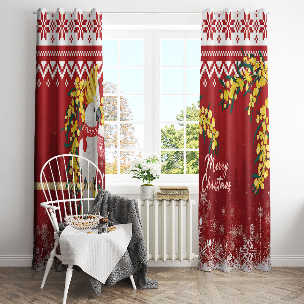 Australia Sulphur-crested Cockatoo Christmas Window Curtain Aussie Golden Wattle Merry Xmas