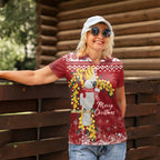 Australia Sulphur-crested Cockatoo Christmas Personalised Women Polo Shirt Aussie Golden Wattle Merry Xmas
