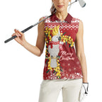 Australia Sulphur-crested Cockatoo Christmas Personalised Women Sleeveless Polo Shirt Aussie Golden Wattle Merry Xmas