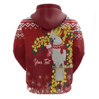 Australia Sulphur-crested Cockatoo Christmas Personalised Zip Hoodie Aussie Golden Wattle Merry Xmas