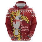 Australia Sulphur-crested Cockatoo Christmas Personalised Zip Hoodie Aussie Golden Wattle Merry Xmas