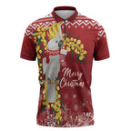 Australia Sulphur-crested Cockatoo Christmas Personalised Zipper Polo Shirt Aussie Golden Wattle Merry Xmas