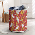 Australia Sulphur-crested Cockatoo Christmas Laundry Basket Aussie Golden Wattle Seamless Style