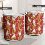 Australia Sulphur-crested Cockatoo Christmas Laundry Basket Aussie Golden Wattle Seamless Style