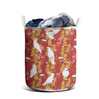 Australia Sulphur-crested Cockatoo Christmas Laundry Basket Aussie Golden Wattle Seamless Style