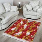 Australia Sulphur-crested Cockatoo Christmas Area Rug Aussie Golden Wattle Seamless Style