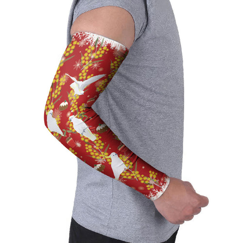 Australia Sulphur-crested Cockatoo Christmas Arm Sleeves Aussie Golden Wattle Seamless Style
