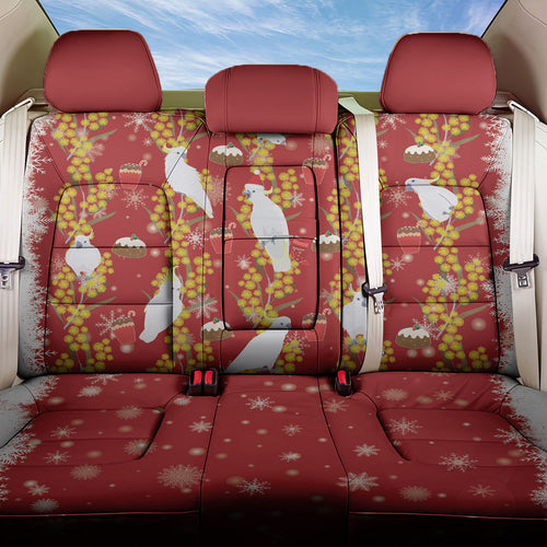 Australia Sulphur-crested Cockatoo Christmas Back Car Seat Cover Aussie Golden Wattle Seamless Style