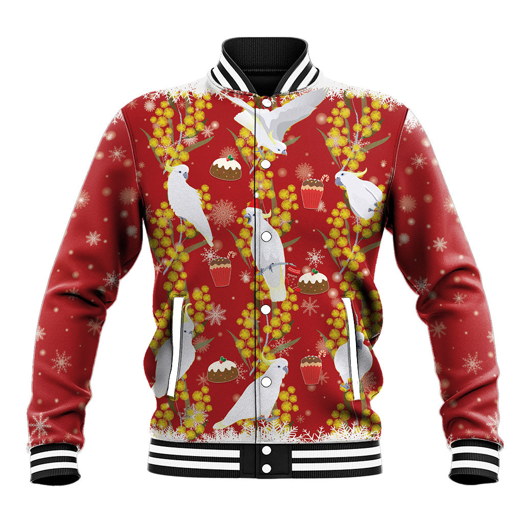 Australia Sulphur-crested Cockatoo Christmas Baseball Jacket Aussie Golden Wattle Seamless Style