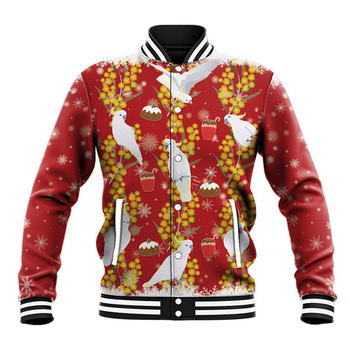 Australia Sulphur-crested Cockatoo Christmas Baseball Jacket Aussie Golden Wattle Seamless Style