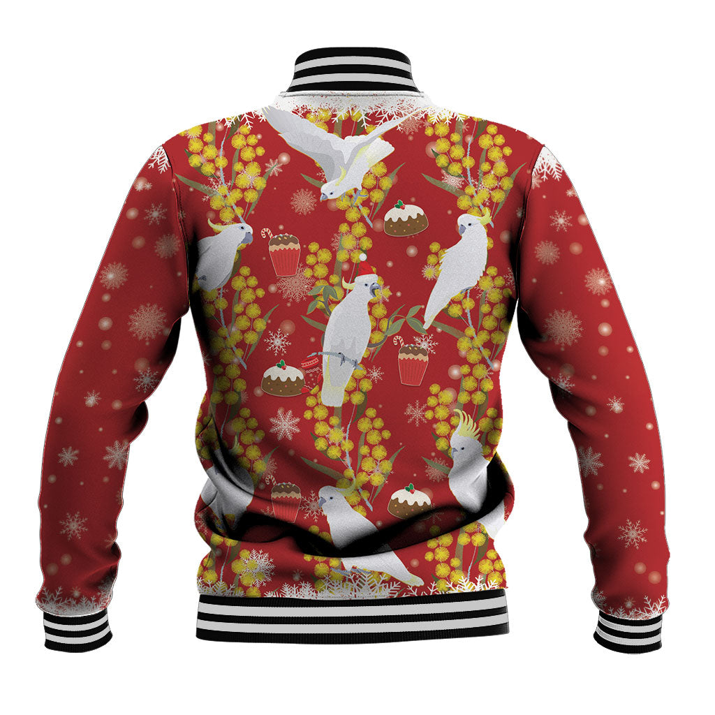 Australia Sulphur-crested Cockatoo Christmas Baseball Jacket Aussie Golden Wattle Seamless Style