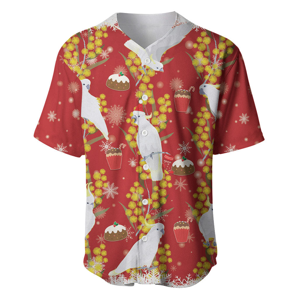 Australia Sulphur-crested Cockatoo Christmas Baseball Jersey Aussie Golden Wattle Seamless Style
