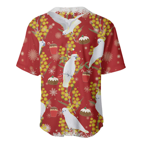 Australia Sulphur-crested Cockatoo Christmas Baseball Jersey Aussie Golden Wattle Seamless Style
