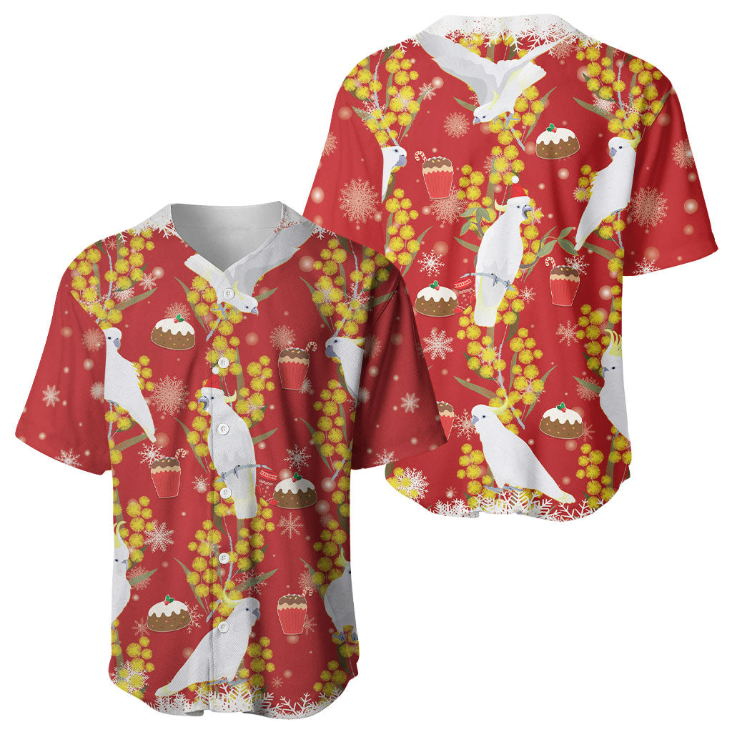 Australia Sulphur-crested Cockatoo Christmas Baseball Jersey Aussie Golden Wattle Seamless Style